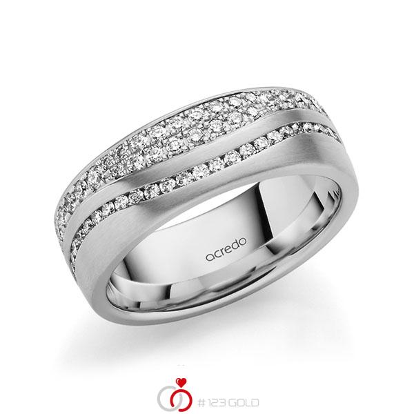 klassischer Memoire-Trauring/Ehering in Graugold 585 vollausgefasst mit zus. 1,085 ct. Brillant tw, si von acredo - A-1713-12 klassischer Memoire-Trauring/Ehering in Graugold 585 vollausgefasst mit zus. 1,085 ct. Brillant tw, si von acredo - A-1713-12