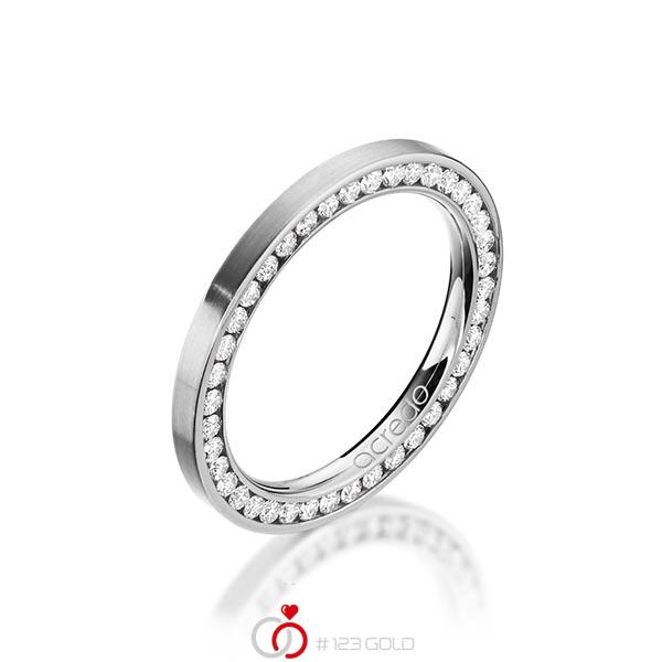 klassischer Memoire-Trauring/Ehering in Graugold 750 vollausgefasst mit zus. 0,57 ct. Brillant tw, si von acredo - A-1175-8 klassischer Memoire-Trauring/Ehering in Graugold 750 vollausgefasst mit zus. 0,57 ct. Brillant tw, si von acredo - A-1175-8
