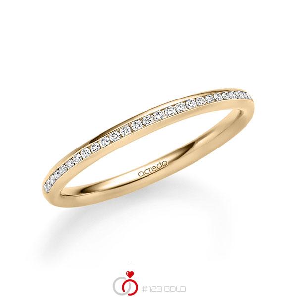 klassischer Memoire-Trauring/Ehering in Roségold 585 halbausgefasst mit zus. 0,14 ct. Brillant tw, si von acredo - A-1719-4 klassischer Memoire-Trauring/Ehering in Roségold 585 halbausgefasst mit zus. 0,14 ct. Brillant tw, si von acredo - A-1719-4