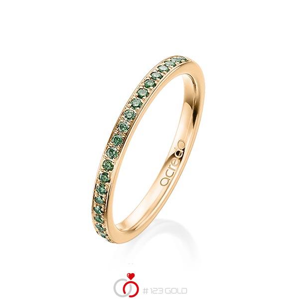 klassischer Memoire-Trauring/Ehering in Roségold 585 halbausgefasst mit zus. 0,21 ct. Brillant Apple Green von acredo - A-1655-3 klassischer Memoire-Trauring/Ehering in Roségold 585 halbausgefasst mit zus. 0,21 ct. Brillant Apple Green von acredo - A-1655-3