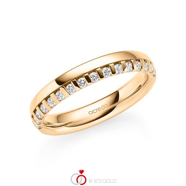 klassischer Memoire-Trauring/Ehering in Roségold 585 halbausgefasst mit zus. 0,225 ct. tw, si von acredo - A-2107-6 klassischer Memoire-Trauring/Ehering in Roségold 585 halbausgefasst mit zus. 0,225 ct. tw, si von acredo - A-2107-6