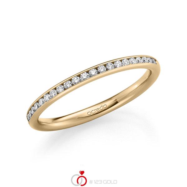 klassischer Memoire-Trauring/Ehering in Roségold 585 halbausgefasst mit zus. 0,22 ct. Brillant tw, si von acredo - A-2291-4 klassischer Memoire-Trauring/Ehering in Roségold 585 halbausgefasst mit zus. 0,22 ct. Brillant tw, si von acredo - A-2291-4