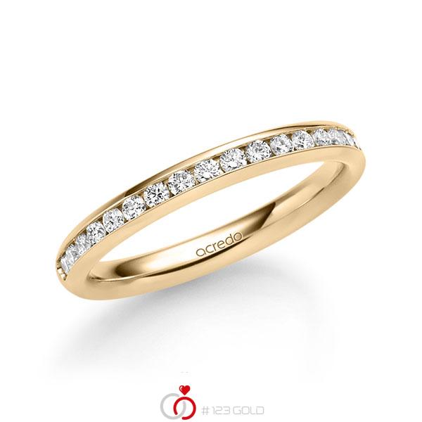 klassischer Memoire-Trauring/Ehering in Roségold 585 halbausgefasst mit zus. 0,36 ct. Brillant tw, si von acredo - A-1721-3 klassischer Memoire-Trauring/Ehering in Roségold 585 halbausgefasst mit zus. 0,36 ct. Brillant tw, si von acredo - A-1721-3