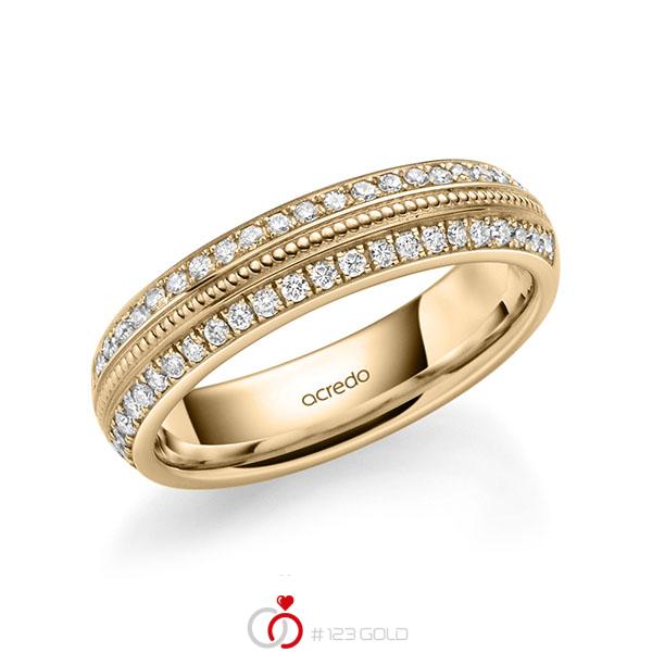 klassischer Memoire-Trauring/Ehering in Roségold 585 halbausgefasst mit zus. 0,384 ct. Brillant tw, si von acredo - A-1759-17 klassischer Memoire-Trauring/Ehering in Roségold 585 halbausgefasst mit zus. 0,384 ct. Brillant tw, si von acredo - A-1759-17
