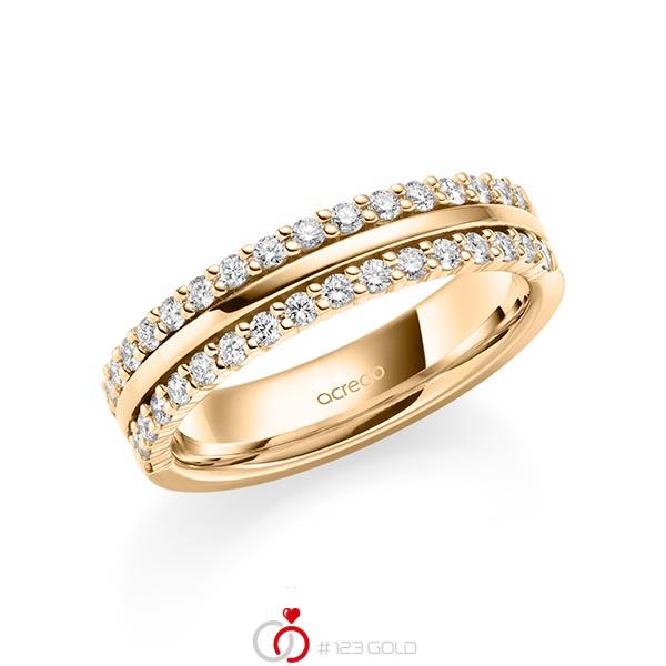 klassischer Memoire-Trauring/Ehering in Roségold 585 halbausgefasst mit zus. 0,51 ct. tw, si von acredo - A-2110-8 klassischer Memoire-Trauring/Ehering in Roségold 585 halbausgefasst mit zus. 0,51 ct. tw, si von acredo - A-2110-8
