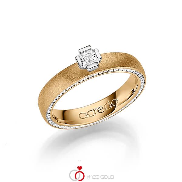 klassischer Memoire-Trauring/Ehering in Roségold 585 vollausgefasst mit zus. 0,47 ct. Prinzess-Diamant & Brillant tw, si von acredo - A-1246-9 klassischer Memoire-Trauring/Ehering in Roségold 585 vollausgefasst mit zus. 0,47 ct. Prinzess-Diamant & Brillant tw, si von acredo - A-1246-9