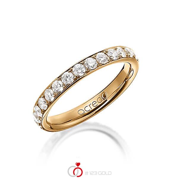 klassischer Memoire-Trauring/Ehering in Roségold 585 vollausgefasst mit zus. 1,35 ct. Brillant r, if von acredo - A-1255-3 klassischer Memoire-Trauring/Ehering in Roségold 585 vollausgefasst mit zus. 1,35 ct. Brillant r, if von acredo - A-1255-3