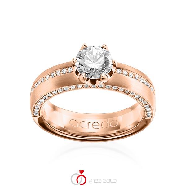 klassischer Memoire-Trauring/Ehering in Rotgold 585 halbausgefasst mit 0,7 ct. + zus. 0,275 ct. Brillant tw, vs von acredo - A-1202-13 klassischer Memoire-Trauring/Ehering in Rotgold 585 halbausgefasst mit 0,7 ct. + zus. 0,275 ct. Brillant tw, vs von acredo - A-1202-13