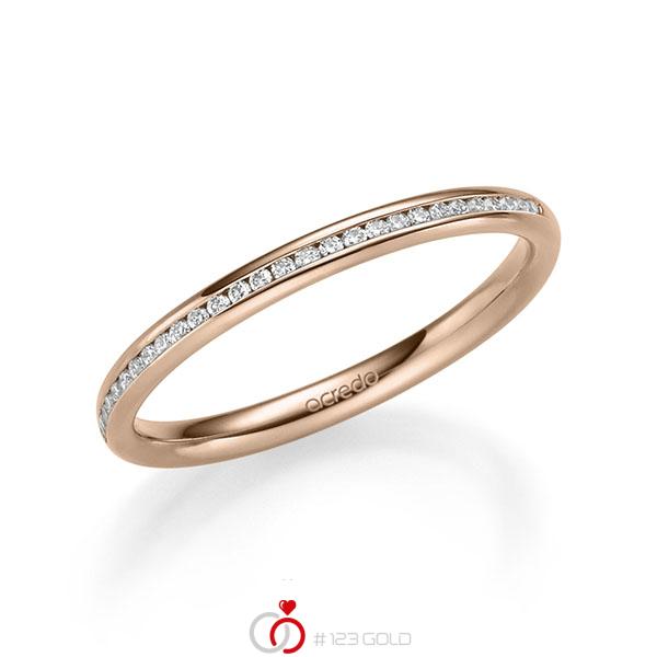 klassischer Memoire-Trauring/Ehering in Rotgold 585 halbausgefasst mit zus. 0,14 ct. Brillant tw, si von acredo - A-2222-4 klassischer Memoire-Trauring/Ehering in Rotgold 585 halbausgefasst mit zus. 0,14 ct. Brillant tw, si von acredo - A-2222-4