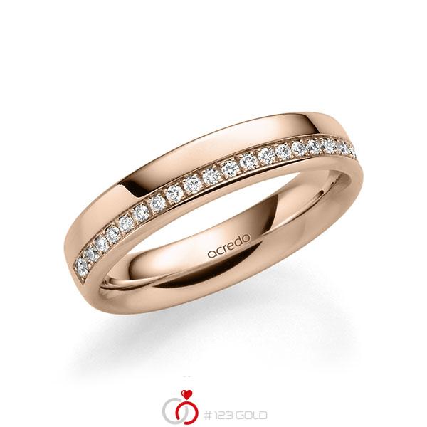 klassischer Memoire-Trauring/Ehering in Rotgold 585 halbausgefasst mit zus. 0,184 ct. Brillant tw, si von acredo - A-1689-9 klassischer Memoire-Trauring/Ehering in Rotgold 585 halbausgefasst mit zus. 0,184 ct. Brillant tw, si von acredo - A-1689-9