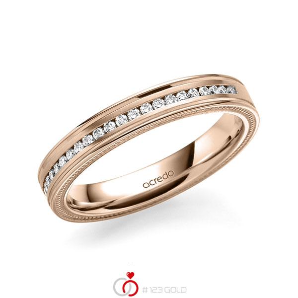 klassischer Memoire-Trauring/Ehering in Rotgold 585 halbausgefasst mit zus. 0,192 ct. Brillant tw, si von acredo - A-1762-18 klassischer Memoire-Trauring/Ehering in Rotgold 585 halbausgefasst mit zus. 0,192 ct. Brillant tw, si von acredo - A-1762-18