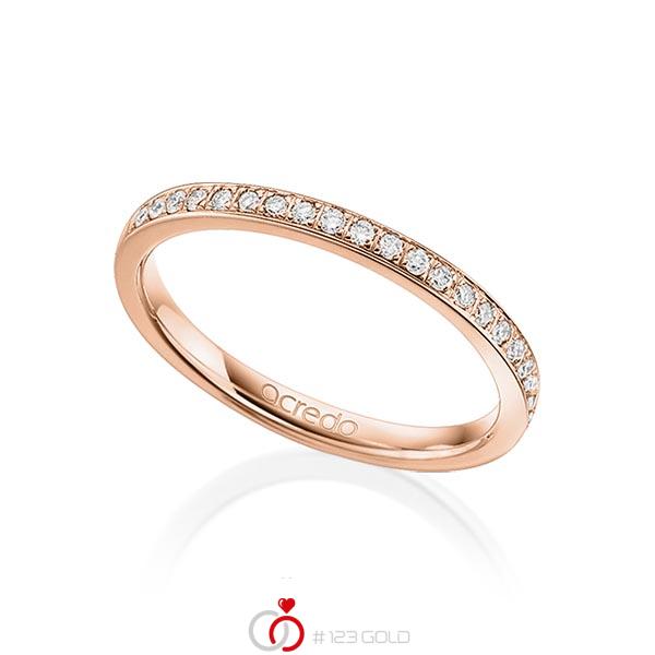 klassischer Memoire-Trauring/Ehering in Rotgold 585 halbausgefasst mit zus. 0,21 ct. Brillant tw, si von acredo - A-1655-7 klassischer Memoire-Trauring/Ehering in Rotgold 585 halbausgefasst mit zus. 0,21 ct. Brillant tw, si von acredo - A-1655-7
