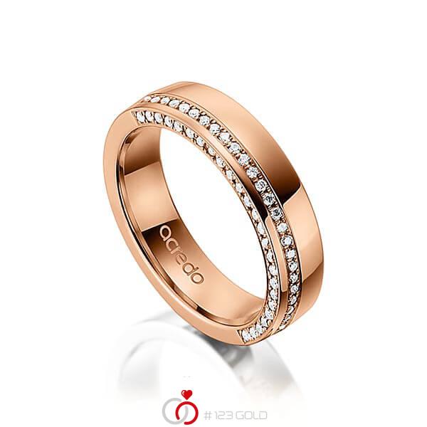 klassischer Memoire-Trauring/Ehering in Rotgold 585 halbausgefasst mit zus. 0,27 ct. Brillant tw, si von acredo - A-1495-2 klassischer Memoire-Trauring/Ehering in Rotgold 585 halbausgefasst mit zus. 0,27 ct. Brillant tw, si von acredo - A-1495-2