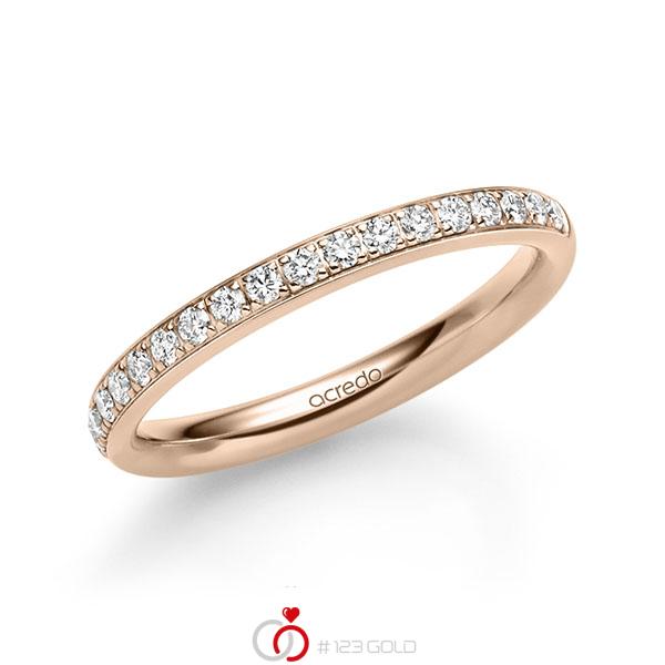 klassischer Memoire-Trauring/Ehering in Rotgold 585 halbausgefasst mit zus. 0,285 ct. Brillant tw, si von acredo - A-1726-3 klassischer Memoire-Trauring/Ehering in Rotgold 585 halbausgefasst mit zus. 0,285 ct. Brillant tw, si von acredo - A-1726-3