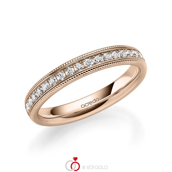 klassischer Memoire-Trauring/Ehering in Rotgold 585 halbausgefasst mit zus. 0,285 ct. Brillant tw, si von acredo - A-1745-9 klassischer Memoire-Trauring/Ehering in Rotgold 585 halbausgefasst mit zus. 0,285 ct. Brillant tw, si von acredo - A-1745-9