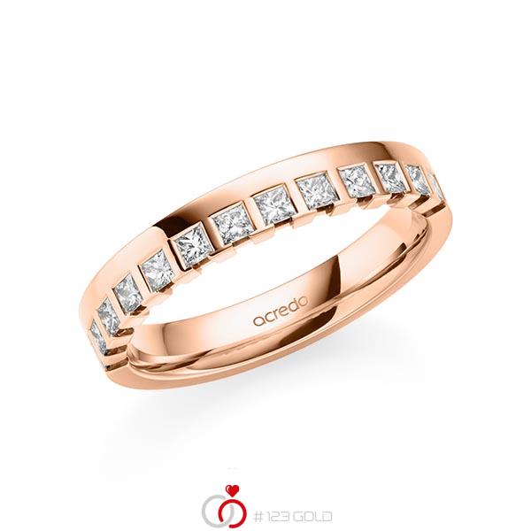 klassischer Memoire-Trauring/Ehering in Rotgold 585 halbausgefasst mit zus. 0,36 ct. tw, vs von acredo - A-2109-9 klassischer Memoire-Trauring/Ehering in Rotgold 585 halbausgefasst mit zus. 0,36 ct. tw, vs von acredo - A-2109-9
