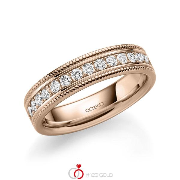 klassischer Memoire-Trauring/Ehering in Rotgold 585 halbausgefasst mit zus. 0,45 ct. Brillant tw, si von acredo - A-1756-18 klassischer Memoire-Trauring/Ehering in Rotgold 585 halbausgefasst mit zus. 0,45 ct. Brillant tw, si von acredo - A-1756-18