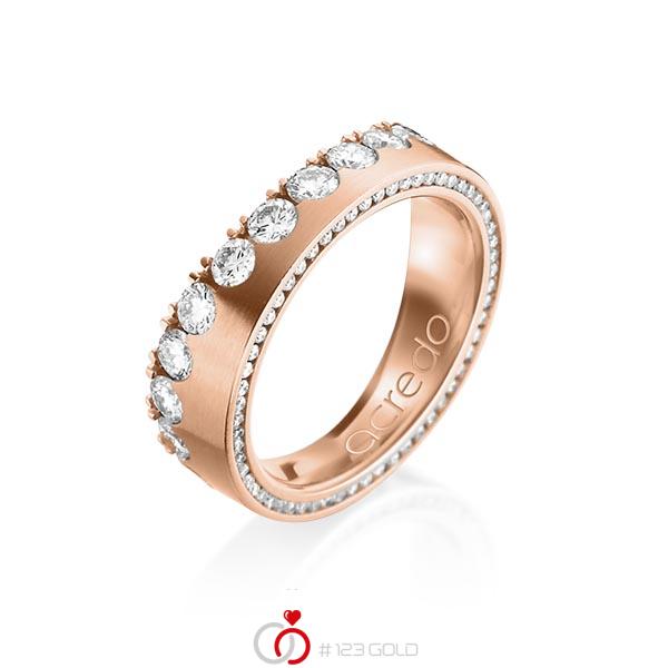 klassischer Memoire-Trauring/Ehering in Rotgold 585 halbausgefasst mit zus. 1,38 ct. Brillant tw, si von acredo - A-1198-5 klassischer Memoire-Trauring/Ehering in Rotgold 585 halbausgefasst mit zus. 1,38 ct. Brillant tw, si von acredo - A-1198-5