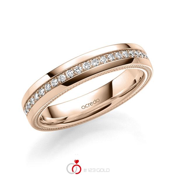klassischer Memoire-Trauring/Ehering in Rotgold 585 vollausgefasst mit zus. 0,44 ct. Brillant tw, si von acredo - A-1754-10 klassischer Memoire-Trauring/Ehering in Rotgold 585 vollausgefasst mit zus. 0,44 ct. Brillant tw, si von acredo - A-1754-10