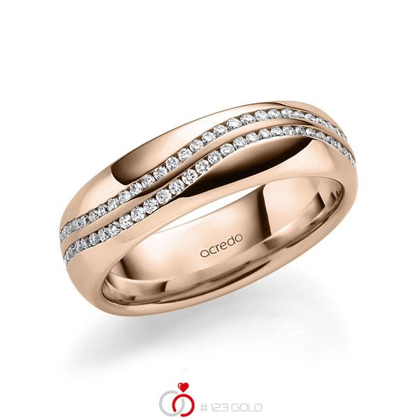 klassischer Memoire-Trauring/Ehering in Rotgold 585 vollausgefasst mit zus. 0,59 ct. Brillant tw, si von acredo - A-1711-29 klassischer Memoire-Trauring/Ehering in Rotgold 585 vollausgefasst mit zus. 0,59 ct. Brillant tw, si von acredo - A-1711-29