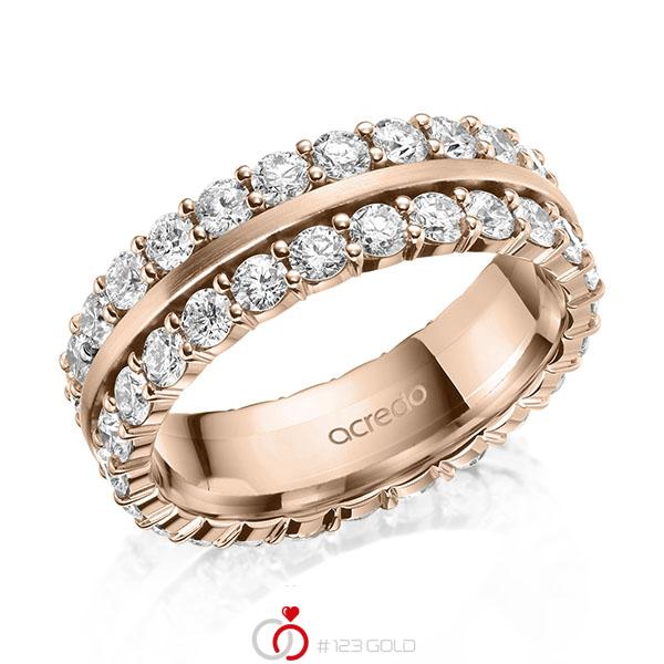 klassischer Memoire-Trauring/Ehering in Rotgold 585 vollausgefasst mit zus. 2,5 ct. tw, si von acredo - A-2100-16 klassischer Memoire-Trauring/Ehering in Rotgold 585 vollausgefasst mit zus. 2,5 ct. tw, si von acredo - A-2100-16