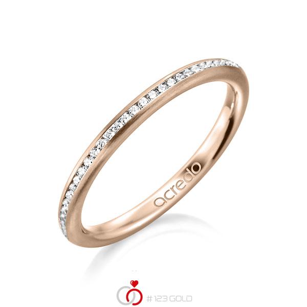 klassischer Memoire-Trauring/Ehering in Rotgold 750 halbausgefasst mit zus. 0,145 ct. Brillant tw, si von acredo - A-1592-9 klassischer Memoire-Trauring/Ehering in Rotgold 750 halbausgefasst mit zus. 0,145 ct. Brillant tw, si von acredo - A-1592-9