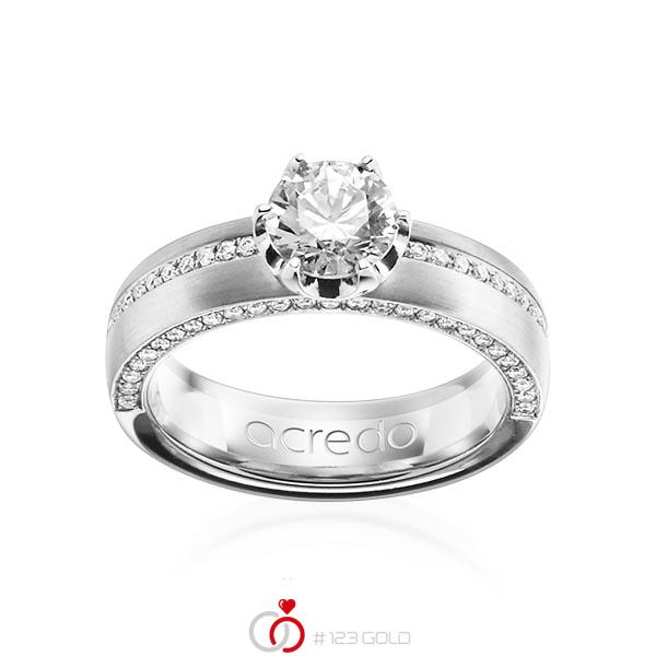 klassischer Memoire-Trauring/Ehering in Weißgold 585 halbausgefasst mit 0,7 ct. + zus. 0,275 ct. Brillant tw, si tw, vs von acredo - A-1202-12 klassischer Memoire-Trauring/Ehering in Weißgold 585 halbausgefasst mit 0,7 ct. + zus. 0,275 ct. Brillant tw, si tw, vs von acredo - A-1202-12