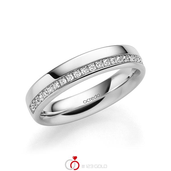 klassischer Memoire-Trauring/Ehering in Weißgold 585 halbausgefasst mit zus. 0,184 ct. Brillant tw, si von acredo - A-1689-6 klassischer Memoire-Trauring/Ehering in Weißgold 585 halbausgefasst mit zus. 0,184 ct. Brillant tw, si von acredo - A-1689-6