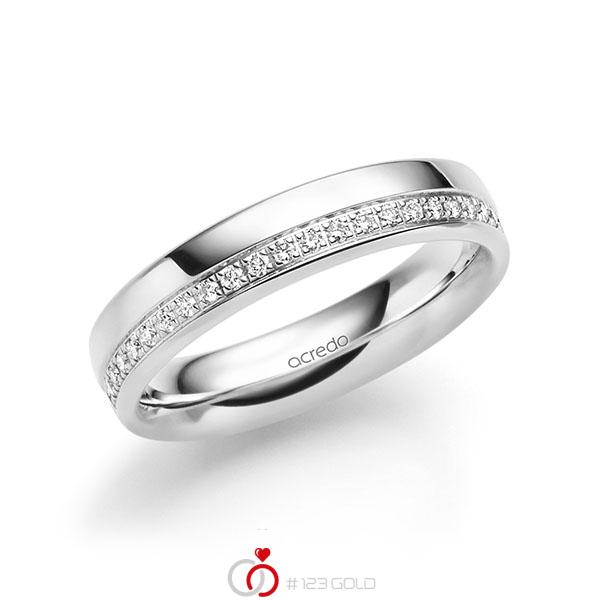 klassischer Memoire-Trauring/Ehering in Weißgold 585 halbausgefasst mit zus. 0,184 ct. Brillant tw, si von acredo - A-1728-1 klassischer Memoire-Trauring/Ehering in Weißgold 585 halbausgefasst mit zus. 0,184 ct. Brillant tw, si von acredo - A-1728-1