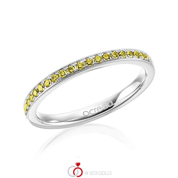 klassischer Memoire-Trauring/Ehering in Weißgold 585 halbausgefasst mit zus. 0,21 ct. Brillant gelb von acredo - A-1655-9 klassischer Memoire-Trauring/Ehering in Weißgold 585 halbausgefasst mit zus. 0,21 ct. Brillant gelb von acredo - A-1655-9