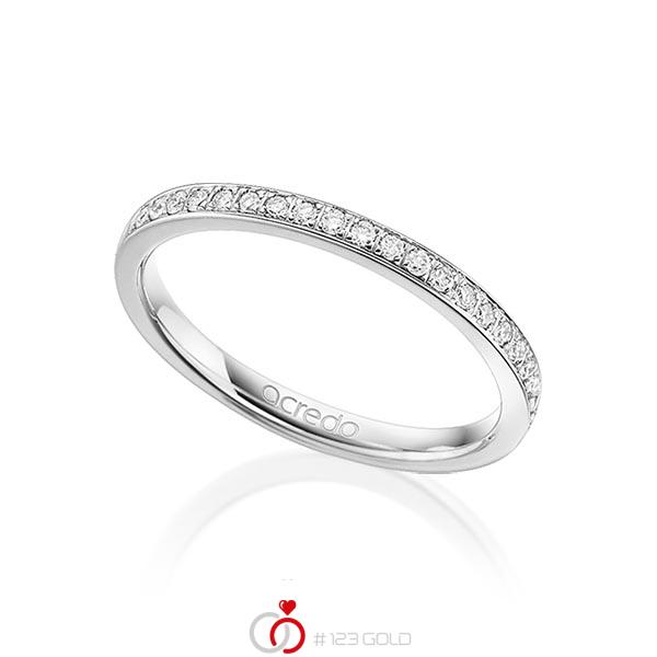 klassischer Memoire-Trauring/Ehering in Weißgold 585 halbausgefasst mit zus. 0,21 ct. Brillant tw, si von acredo - A-1655-4 klassischer Memoire-Trauring/Ehering in Weißgold 585 halbausgefasst mit zus. 0,21 ct. Brillant tw, si von acredo - A-1655-4
