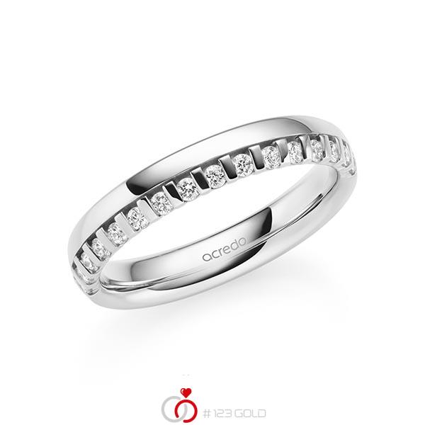 klassischer Memoire-Trauring/Ehering in Weißgold 585 halbausgefasst mit zus. 0,225 ct. tw, si von acredo - A-2107-7 klassischer Memoire-Trauring/Ehering in Weißgold 585 halbausgefasst mit zus. 0,225 ct. tw, si von acredo - A-2107-7