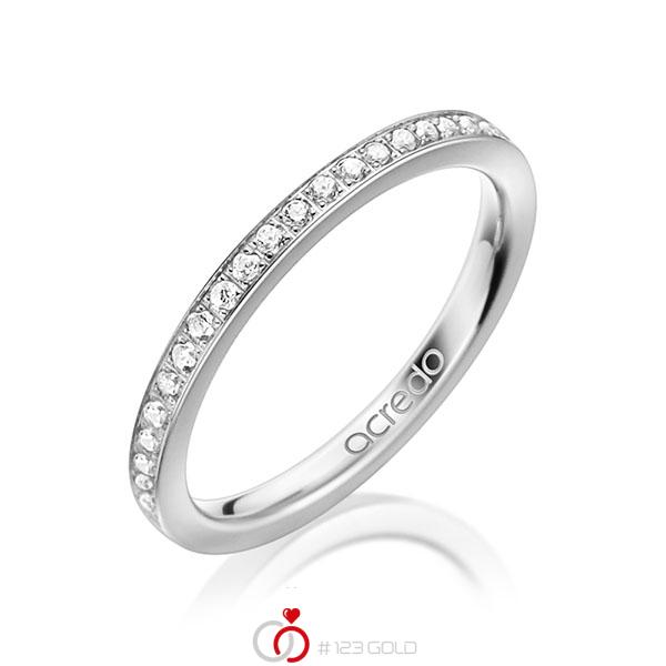 klassischer Memoire-Trauring/Ehering in Weissgold 585 halbausgefasst mit zus. 0,22 ct. Brillant tw, si von acredo - A-1593-1 klassischer Memoire-Trauring/Ehering in Weissgold 585 halbausgefasst mit zus. 0,22 ct. Brillant tw, si von acredo - A-1593-1