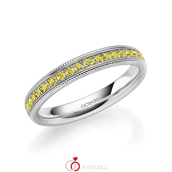 klassischer Memoire-Trauring/Ehering in Weißgold 585 halbausgefasst mit zus. 0,285 ct. Brillant gelb von acredo - A-1745-11 klassischer Memoire-Trauring/Ehering in Weißgold 585 halbausgefasst mit zus. 0,285 ct. Brillant gelb von acredo - A-1745-11