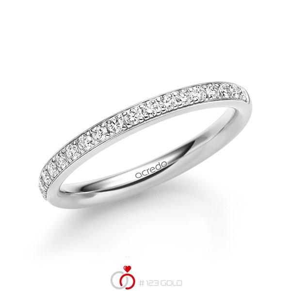 klassischer Memoire-Trauring/Ehering in Weißgold 585 halbausgefasst mit zus. 0,285 ct. Brillant tw, si von acredo - A-1726-2 klassischer Memoire-Trauring/Ehering in Weißgold 585 halbausgefasst mit zus. 0,285 ct. Brillant tw, si von acredo - A-1726-2