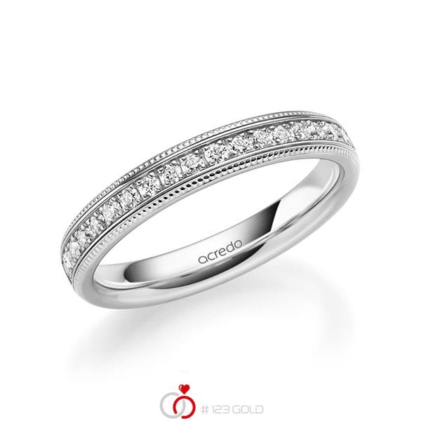 klassischer Memoire-Trauring/Ehering in Weißgold 585 halbausgefasst mit zus. 0,285 ct. Brillant tw, si von acredo - A-1745-6 klassischer Memoire-Trauring/Ehering in Weißgold 585 halbausgefasst mit zus. 0,285 ct. Brillant tw, si von acredo - A-1745-6
