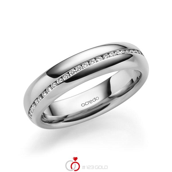 klassischer Memoire-Trauring/Ehering in Weissgold 585 halbausgefasst mit zus. 0,2 ct. Brillant tw, si von acredo - A-1629-15 klassischer Memoire-Trauring/Ehering in Weissgold 585 halbausgefasst mit zus. 0,2 ct. Brillant tw, si von acredo - A-1629-15