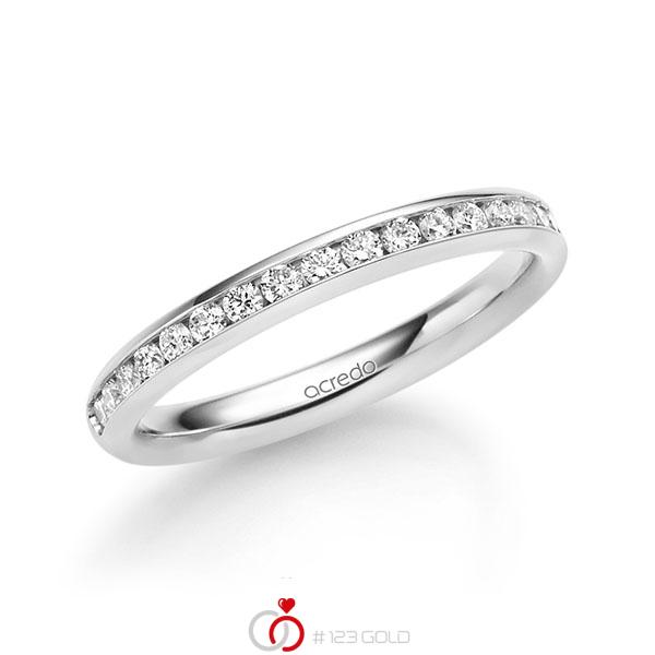 klassischer Memoire-Trauring/Ehering in Weißgold 585 halbausgefasst mit zus. 0,36 ct. Brillant tw, si von acredo - A-1721-2 klassischer Memoire-Trauring/Ehering in Weißgold 585 halbausgefasst mit zus. 0,36 ct. Brillant tw, si von acredo - A-1721-2