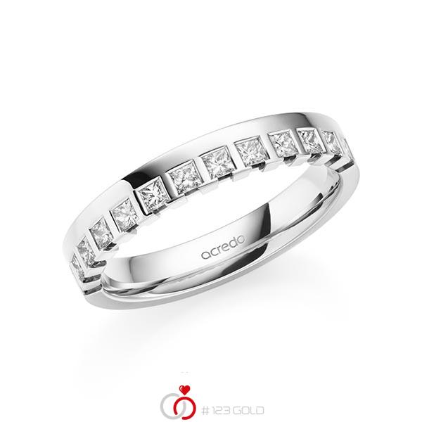 klassischer Memoire-Trauring/Ehering in Weißgold 585 halbausgefasst mit zus. 0,36 ct. tw, vs von acredo - A-2109-10 klassischer Memoire-Trauring/Ehering in Weißgold 585 halbausgefasst mit zus. 0,36 ct. tw, vs von acredo - A-2109-10