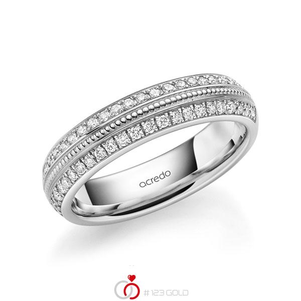 klassischer Memoire-Trauring/Ehering in Weißgold 585 halbausgefasst mit zus. 0,384 ct. Brillant tw, si von acredo - A-1759-15 klassischer Memoire-Trauring/Ehering in Weißgold 585 halbausgefasst mit zus. 0,384 ct. Brillant tw, si von acredo - A-1759-15