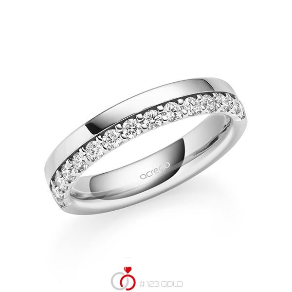 klassischer Memoire-Trauring/Ehering in Weißgold 585 halbausgefasst mit zus. 0,42 ct. tw, si von acredo - A-2111-9 klassischer Memoire-Trauring/Ehering in Weißgold 585 halbausgefasst mit zus. 0,42 ct. tw, si von acredo - A-2111-9