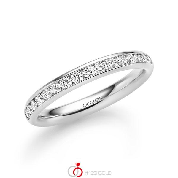 klassischer Memoire-Trauring/Ehering in Weißgold 585 halbausgefasst mit zus. 0,48 ct. Brillant tw, si von acredo - A-1722-6 klassischer Memoire-Trauring/Ehering in Weißgold 585 halbausgefasst mit zus. 0,48 ct. Brillant tw, si von acredo - A-1722-6