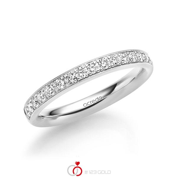 klassischer Memoire-Trauring/Ehering in Weißgold 585 halbausgefasst mit zus. 0,4 ct. Brillant tw, si von acredo - A-1727-7 klassischer Memoire-Trauring/Ehering in Weißgold 585 halbausgefasst mit zus. 0,4 ct. Brillant tw, si von acredo - A-1727-7