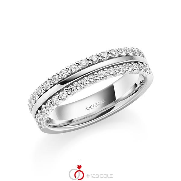 klassischer Memoire-Trauring/Ehering in Weißgold 585 halbausgefasst mit zus. 0,51 ct. tw, si von acredo - A-2110-9 klassischer Memoire-Trauring/Ehering in Weißgold 585 halbausgefasst mit zus. 0,51 ct. tw, si von acredo - A-2110-9