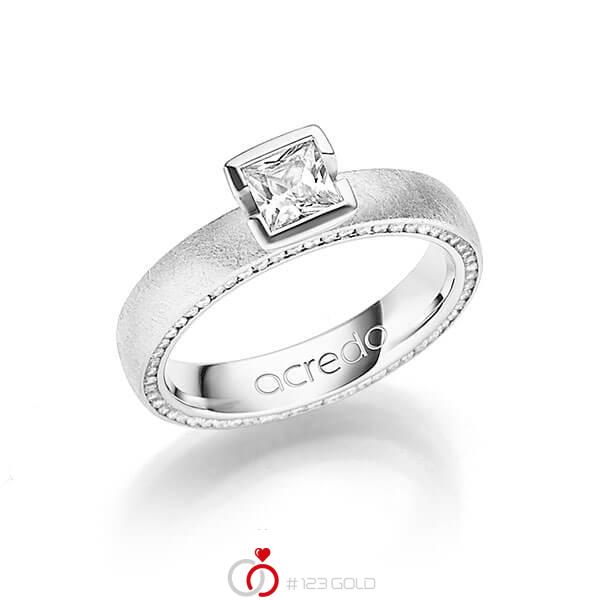 klassischer Memoire-Trauring/Ehering in Weißgold 585 vollausgefasst mit 0,3 ct. + zus. 0,275 ct. Brillant & Prinzess-Diamant tw, si tw, vs von acredo - A-1246-1 klassischer Memoire-Trauring/Ehering in Weißgold 585 vollausgefasst mit 0,3 ct. + zus. 0,275 ct. Brillant & Prinzess-Diamant tw, si tw, vs von acredo - A-1246-1