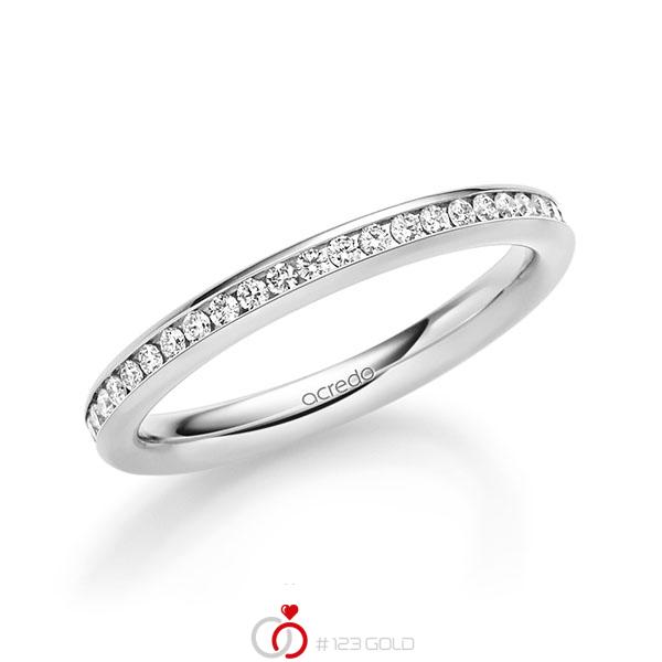 klassischer Memoire-Trauring/Ehering in Weißgold 585 vollausgefasst mit zus. 0,46 ct. Brillant tw, si von acredo - A-1720-1 klassischer Memoire-Trauring/Ehering in Weißgold 585 vollausgefasst mit zus. 0,46 ct. Brillant tw, si von acredo - A-1720-1