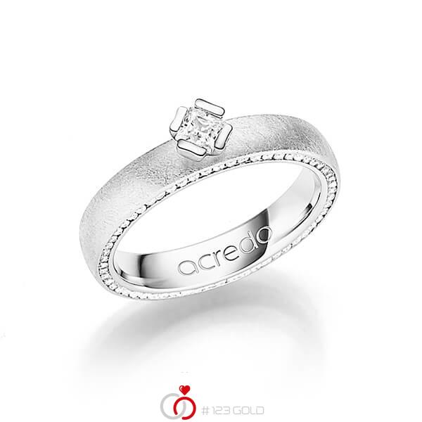 klassischer Memoire-Trauring/Ehering in Weißgold 585 vollausgefasst mit zus. 0,47 ct. Brillant & Prinzess-Diamant tw, si von acredo - A-1246-4 klassischer Memoire-Trauring/Ehering in Weißgold 585 vollausgefasst mit zus. 0,47 ct. Brillant & Prinzess-Diamant tw, si von acredo - A-1246-4