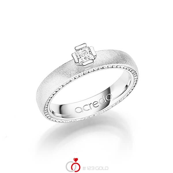 klassischer Memoire-Trauring/Ehering in Weißgold 585 vollausgefasst mit zus. 0,47 ct. Prinzess-Diamant & Brillant tw, si von acredo - A-1246-7 klassischer Memoire-Trauring/Ehering in Weißgold 585 vollausgefasst mit zus. 0,47 ct. Prinzess-Diamant & Brillant tw, si von acredo - A-1246-7
