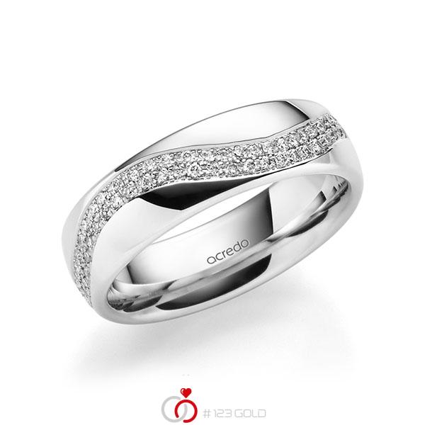 klassischer Memoire-Trauring/Ehering in Weißgold 585 vollausgefasst mit zus. 0,56 ct. Brillant tw, vs von acredo - A-1712-6 klassischer Memoire-Trauring/Ehering in Weißgold 585 vollausgefasst mit zus. 0,56 ct. Brillant tw, vs von acredo - A-1712-6