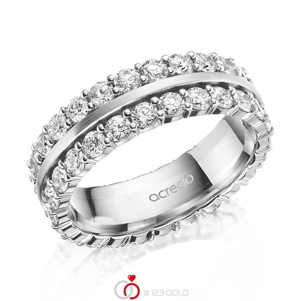 klassischer Memoire-Trauring/Ehering in Weißgold 585 vollausgefasst mit zus. 2,5 ct. tw, si von acredo - A-2100-12 klassischer Memoire-Trauring/Ehering in Weißgold 585 vollausgefasst mit zus. 2,5 ct. tw, si von acredo - A-2100-12